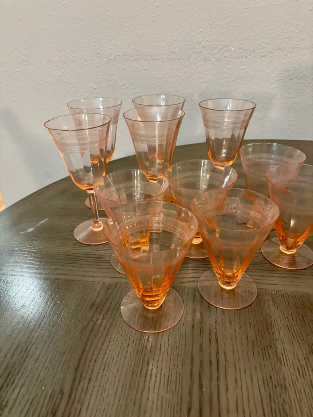 Vintage Style Orange Stemmed Wine Glasses - Set of 10 - Picture 2 of 2